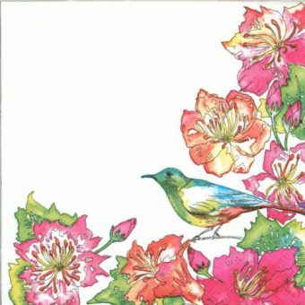 Dekorszalvéta - Exotic Flowers with Colorful Bird